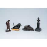 Four various patinated bronze sculptures, 19th/20th C.