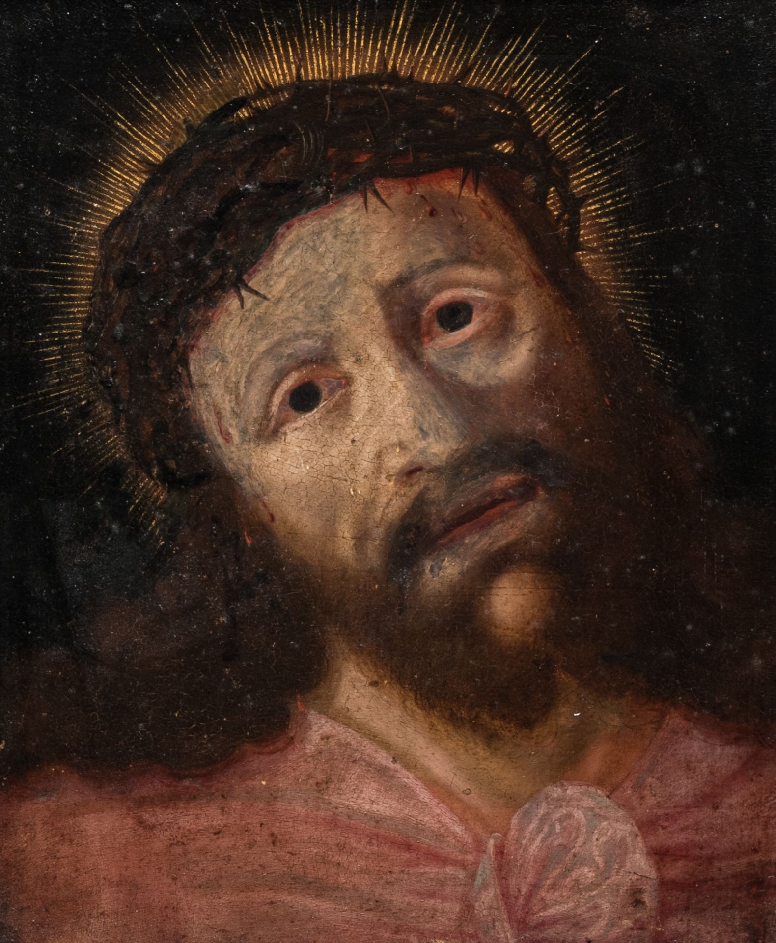 Johann Ulrich Mayr (1630-1704, in the manner of): Christ crowned with thorns, oil on panel, 18th C.