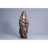 A carved and polychrome painted wooden figure of the mourning Virgin Mary, Brabant, most probably An