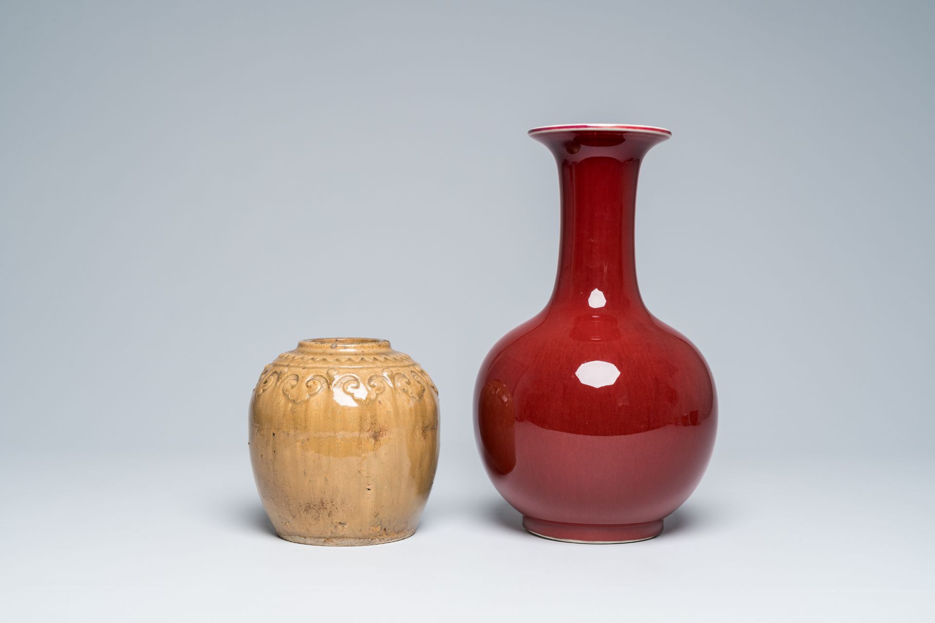 A varied collection of Chinese monochrome porcelain, comprising a jar, a vase, six bowls and two cup - Image 4 of 47