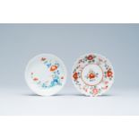 Two Japanese Kakiemon saucers with floral design, Edo, 17th/18th C.