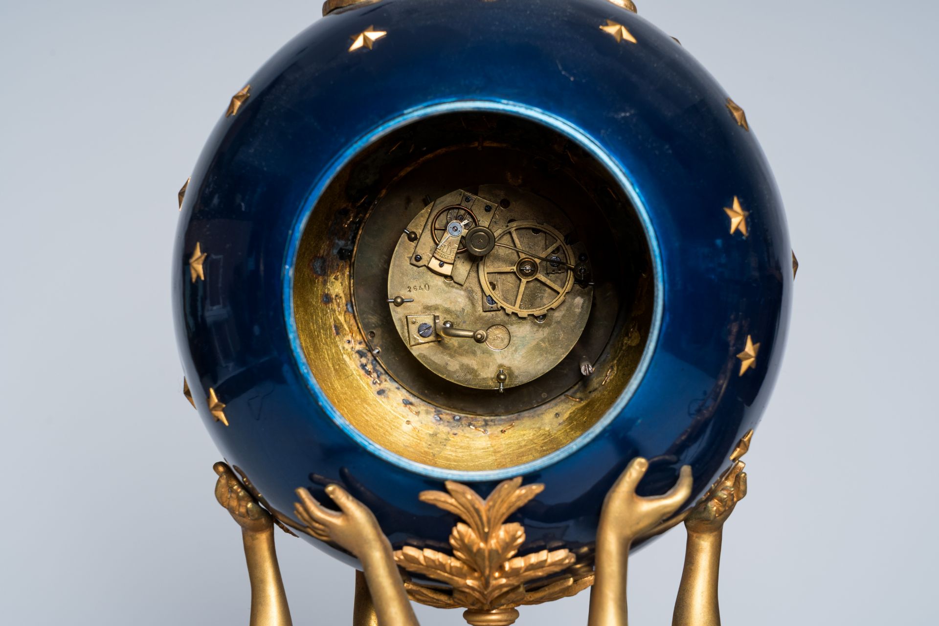 An imposing French three-piece gilt bronze and white marble 'Three Graces' clock garniture, 19th/20t - Image 16 of 19