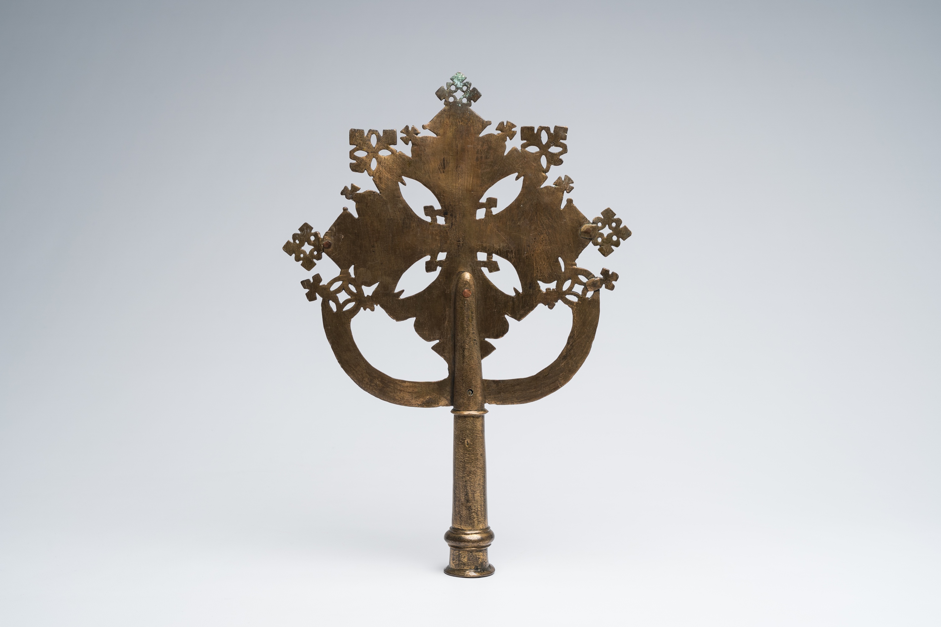 A Coptic orthodox brass processional cross, Gondar, Ethiopia, probably 19th C. - Image 3 of 6