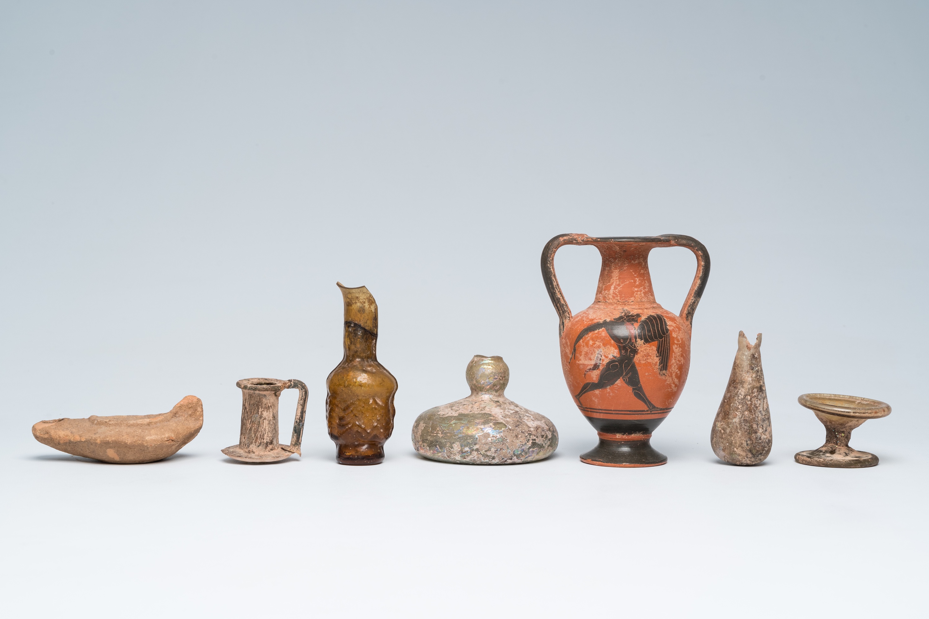 A varied collection of archaeological glass and pottery utensils and fragments, Greco-Roman period a - Image 3 of 7