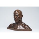 George Minne (1866-1941): Bust of a man, brown patinated bronze