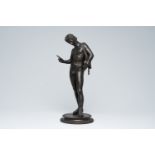 After the antique: An Italian 'Grand Tour' style black patinated bronze sculpture of Narcissus, 19th