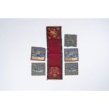 A varied collection of Chinese silk embroideries, a.o. five rank badges, 19th/20th C.