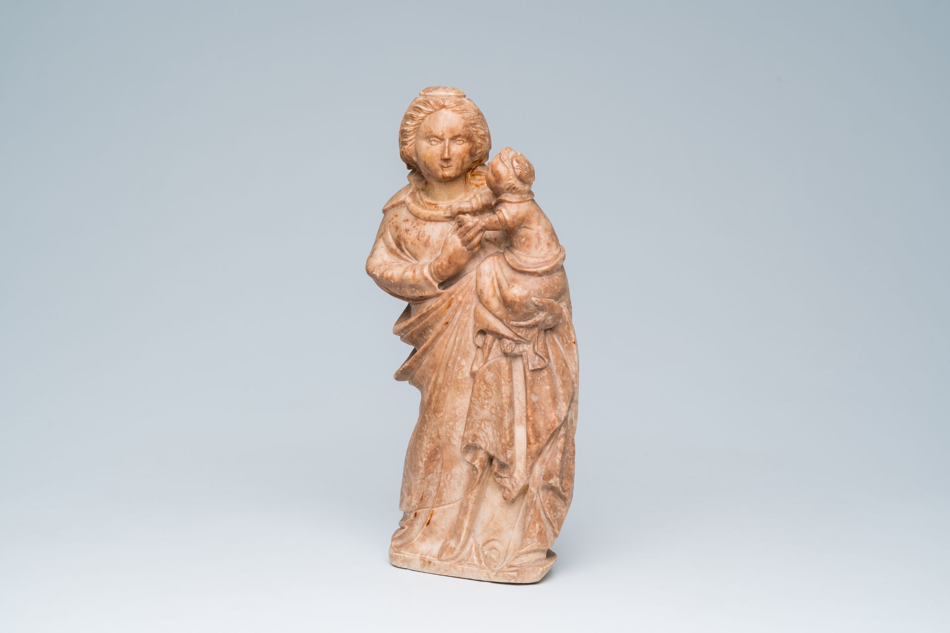 An Italian alabaster Madonna and Child, presumably Trapani, Sicily, 17th C.