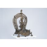 A large Indian bronze 'Vishnu' shrine, 19th C.