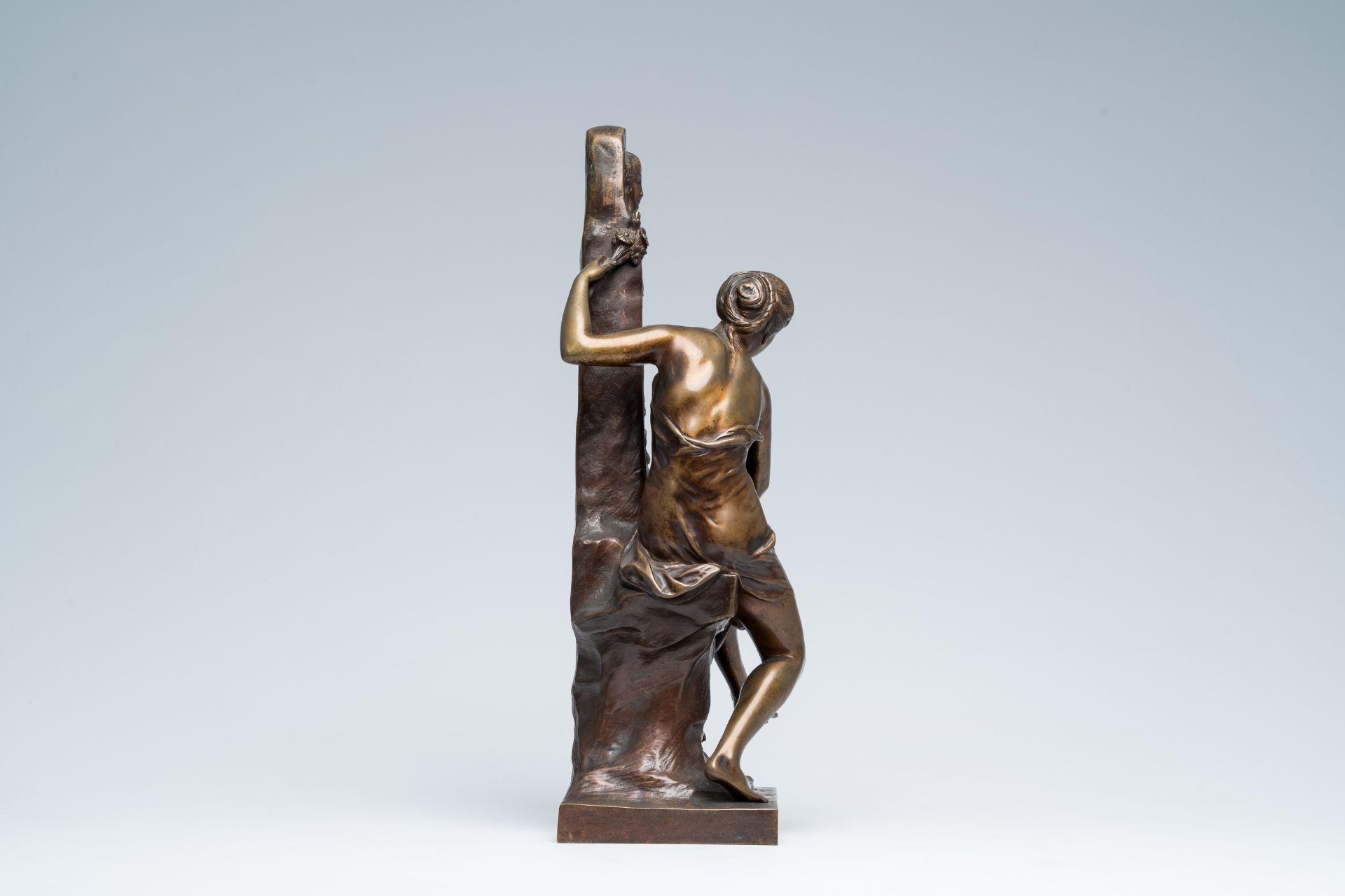 Emile Picault (1833-1915): 'Le souvenir', brown patinated bronze - Image 5 of 12