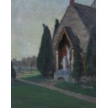 Evariste Gustave De Buck (1892-1974): View on the church and cemetery at Afsnee, oil on canvas