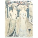 Paul Delvaux (1897-1994): The rivals, lithograph in colours, ed. 52/75, dated (19)66