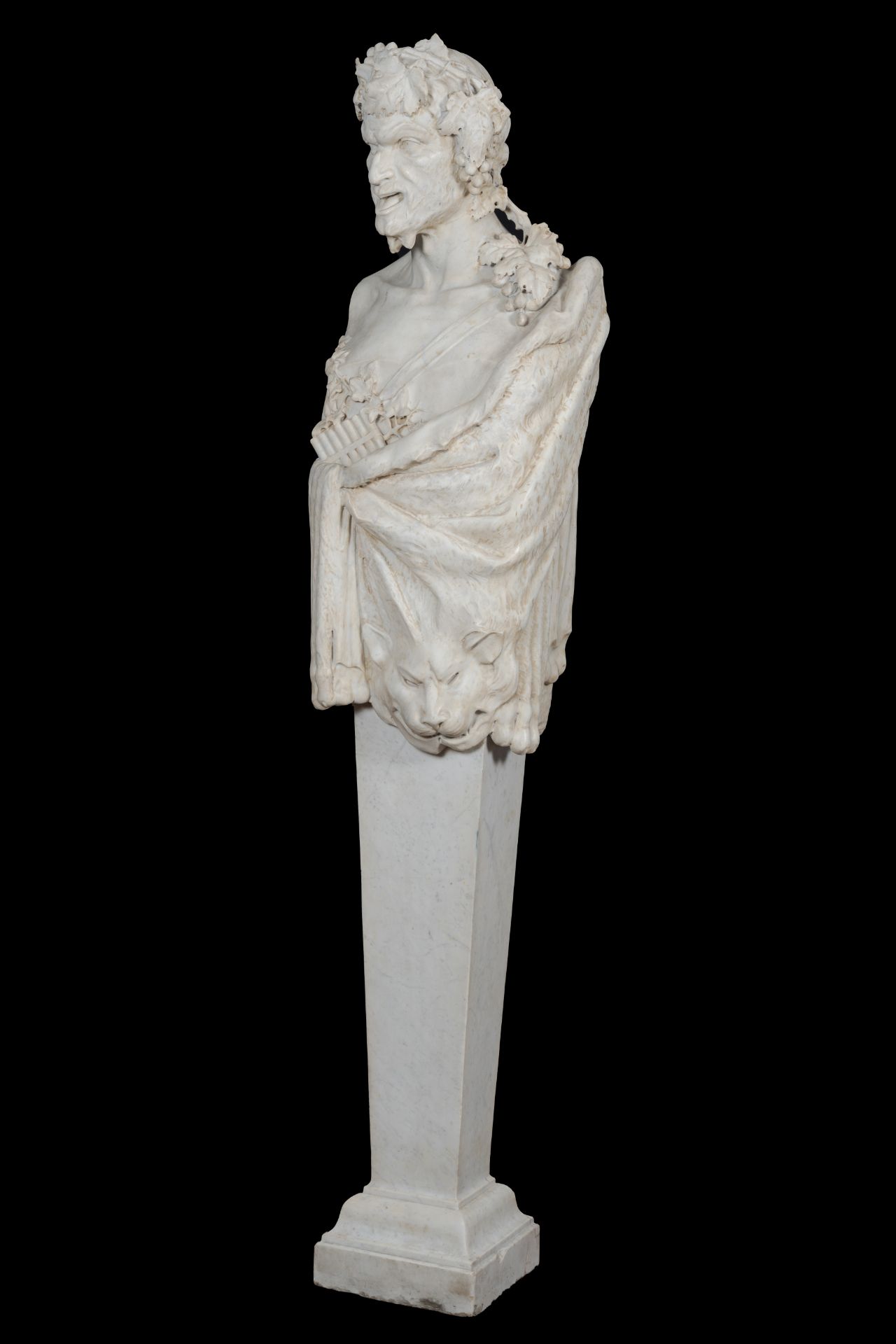 An impressive Italian white marble 'Pan' herm figure, possibly 17th C. - Image 6 of 13