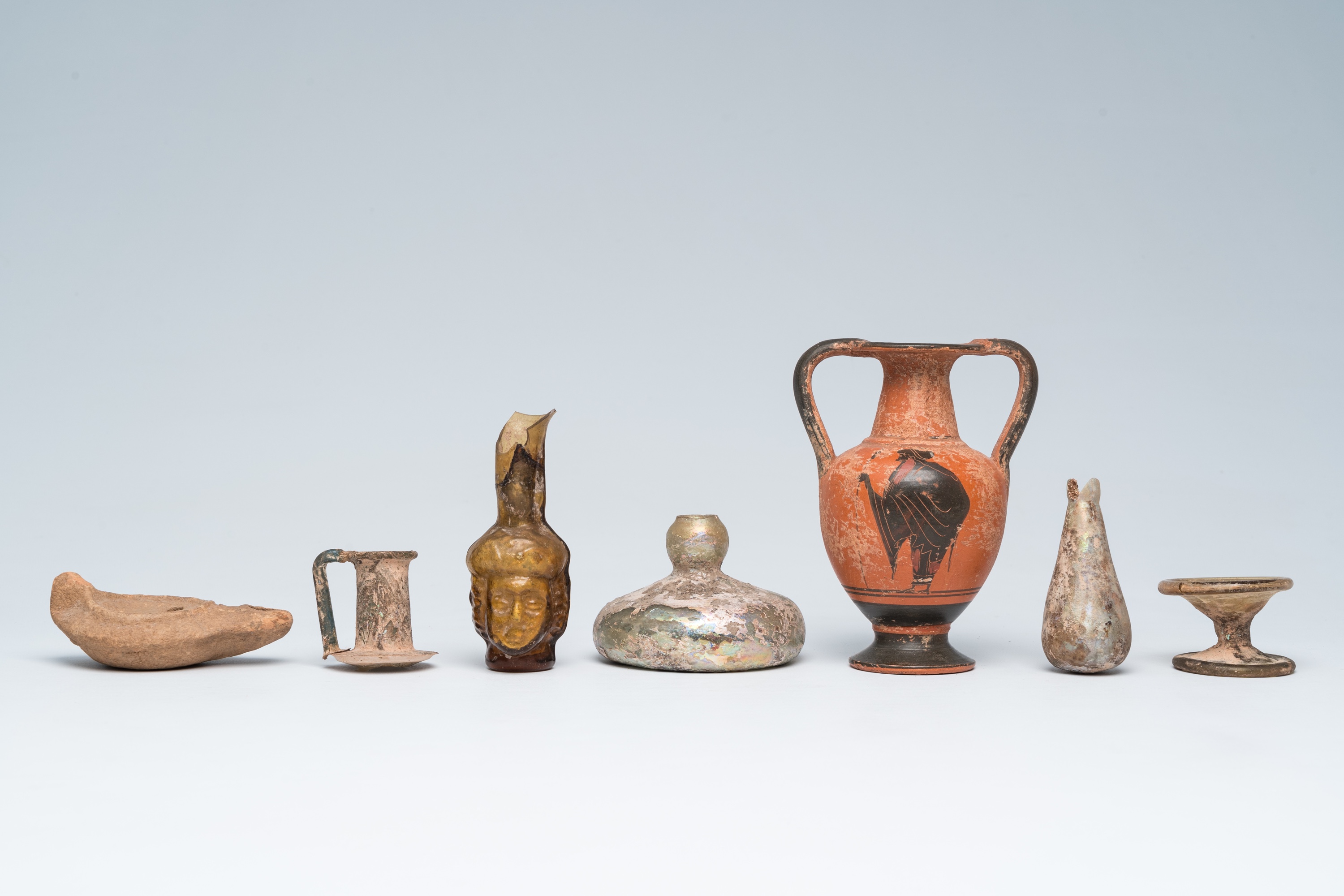 A varied collection of archaeological glass and pottery utensils and fragments, Greco-Roman period a - Image 2 of 7