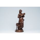 Albert Rolle (1816-?): Mother and child, brown patinated bronze