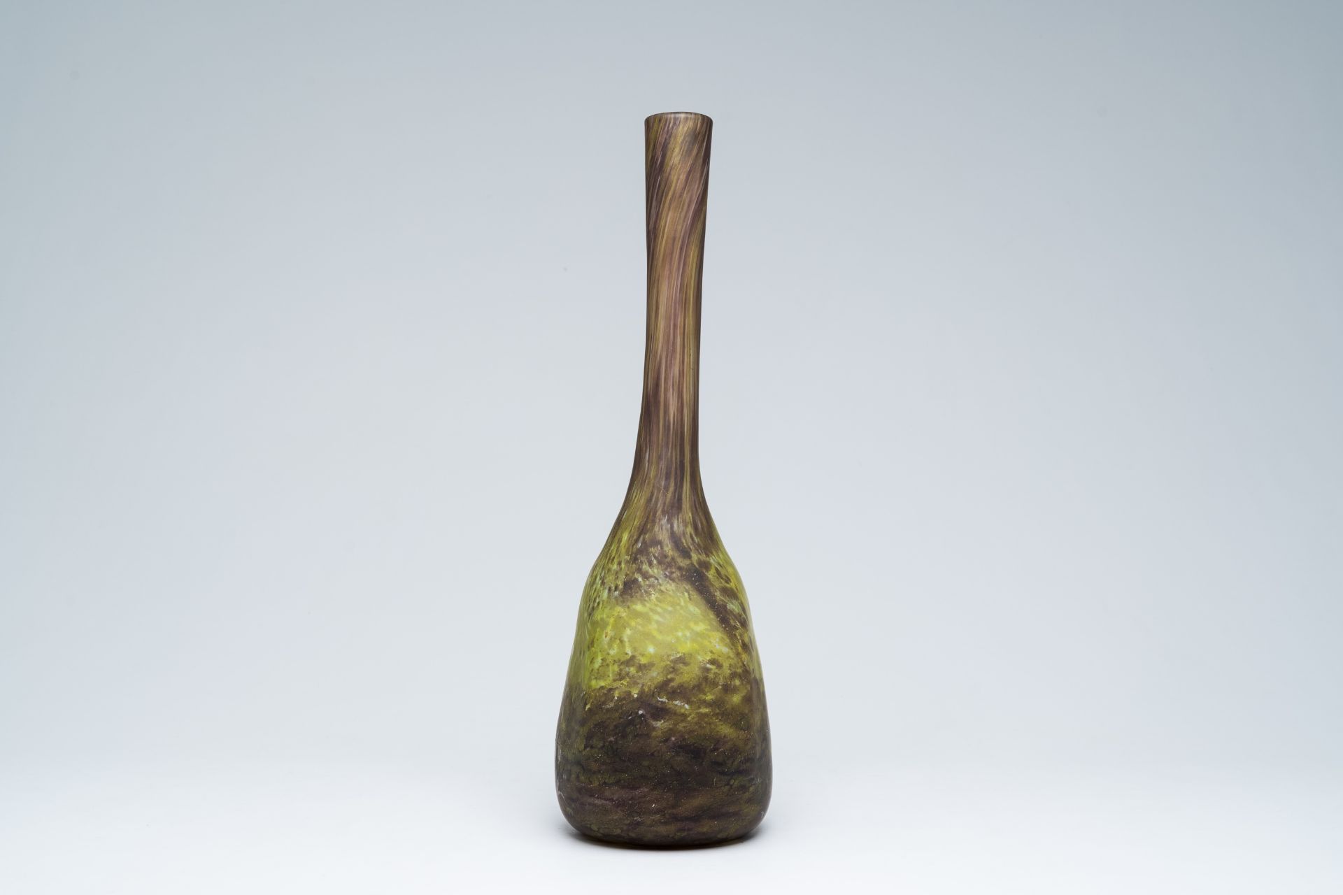 A French bottle shaped glass paste vase, marked Daum Nancy, 20th C. - Image 2 of 7