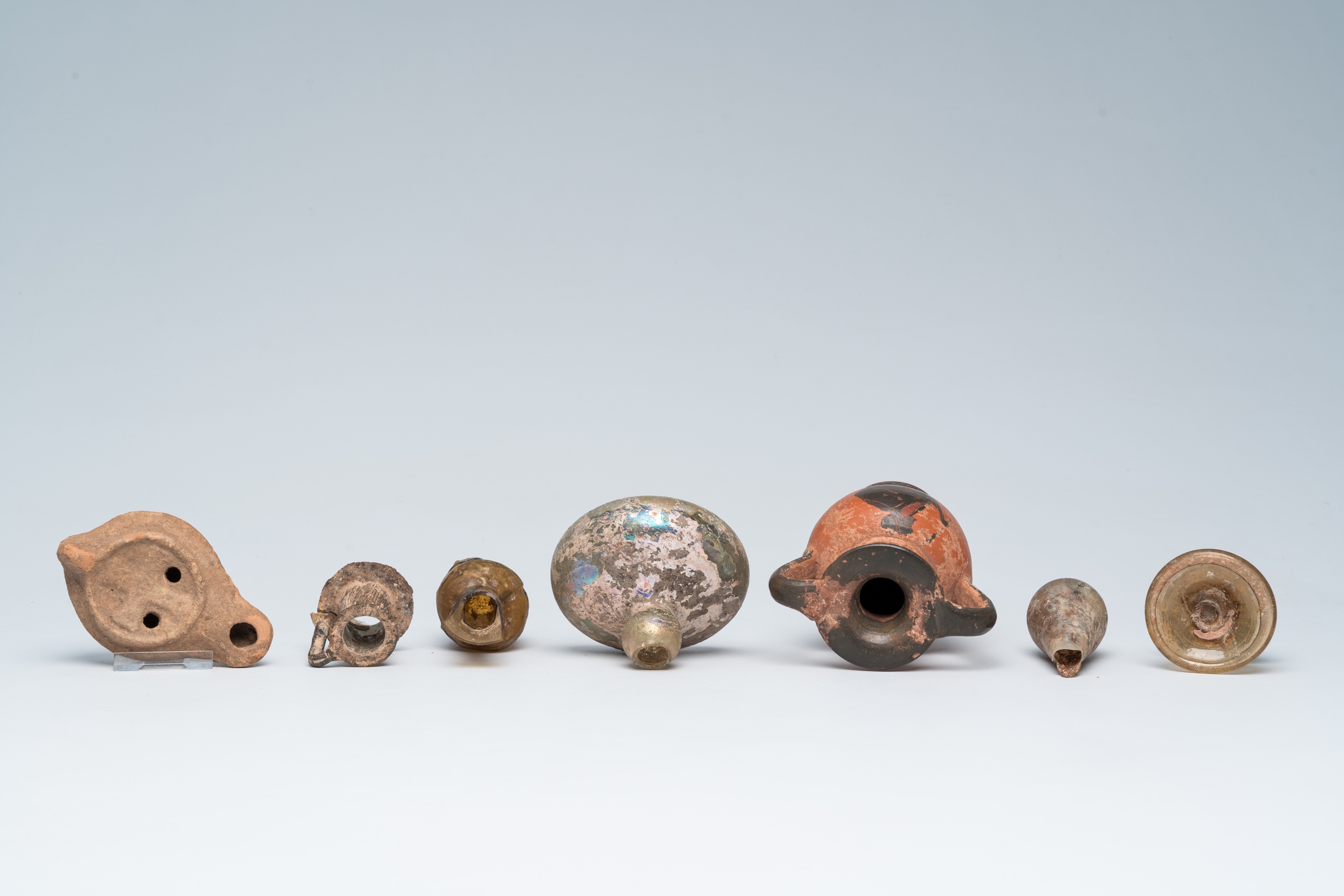 A varied collection of archaeological glass and pottery utensils and fragments, Greco-Roman period a - Image 6 of 7