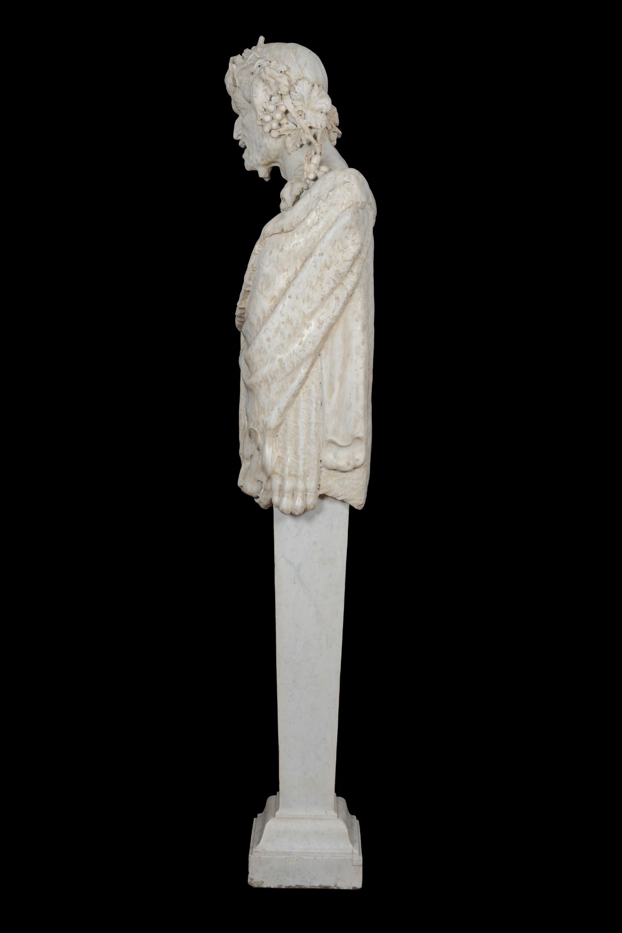 An impressive Italian white marble 'Pan' herm figure, possibly 17th C. - Image 3 of 13