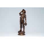 Paul Dubois (1829-1905): 'Le petit porteur d'eau', brown patinated bronze