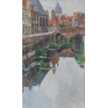 Albert Baertsoen (1866-1922): The Speelmansrei in Bruges, study IV, oil on canvas, early 20th C.