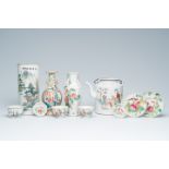 A varied collection of Chinese famille rose and qianjiang cai porcelain, 19th/20th C.