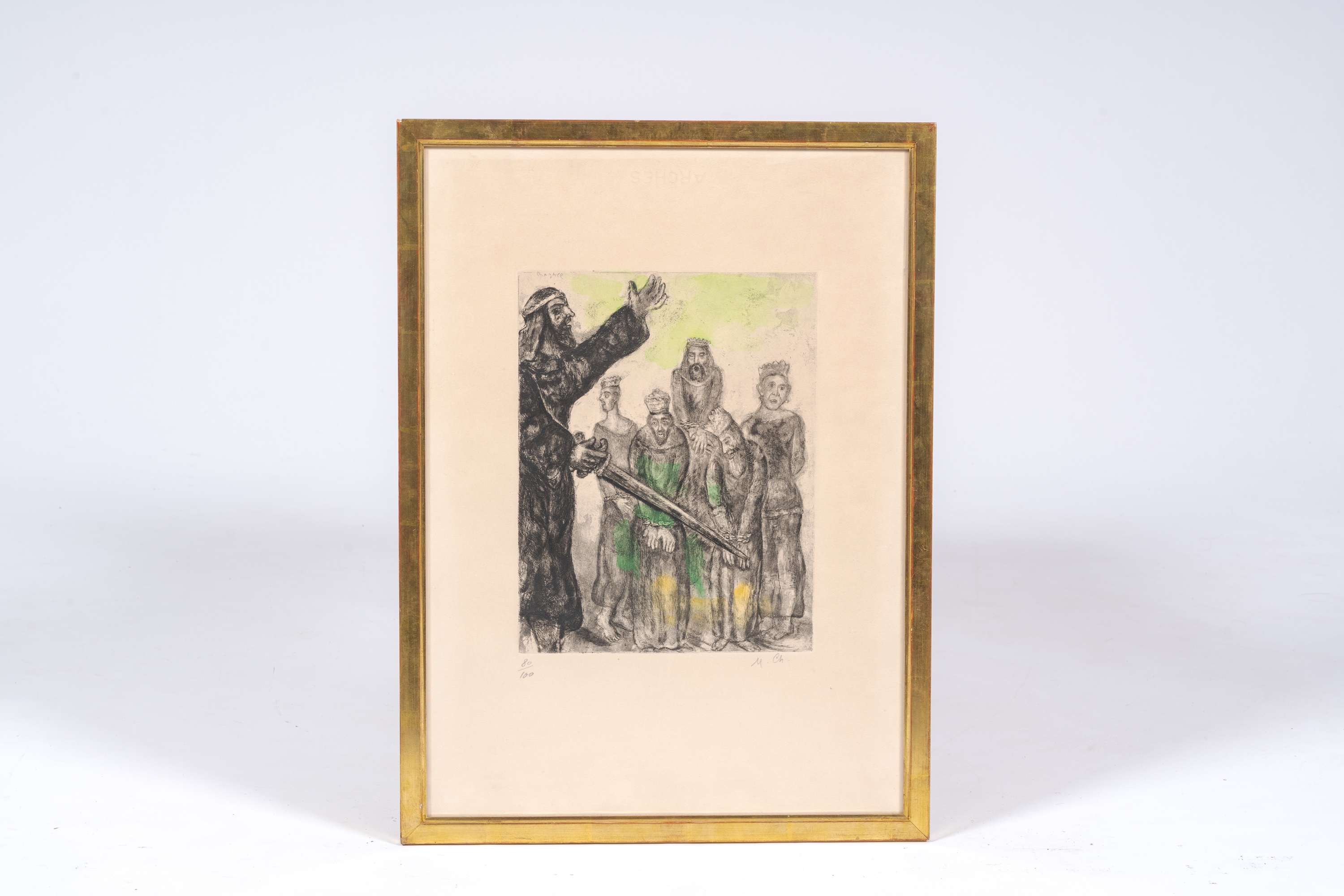 Marc Chagall (1887-1985): Joshua and the vanquished kings, hand-coloured etching, (1956) - Image 2 of 6