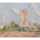 Emmanuel Vierin (1869-1954): View on the church of Lissewege in summertime, oil on canvas