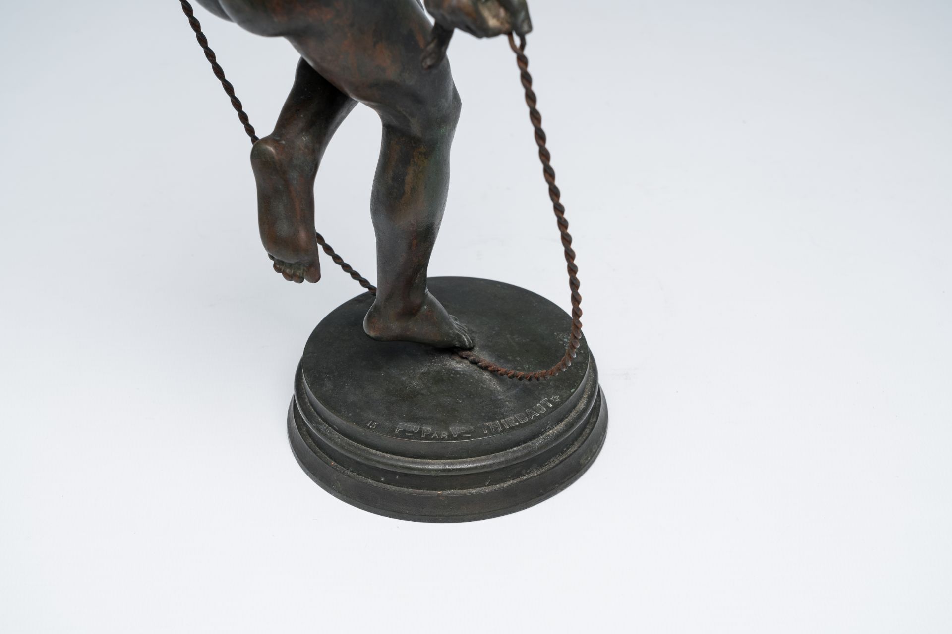 Augustin Courtet (1821-1891): A faun jumping rope, patinated bronze - Image 9 of 9