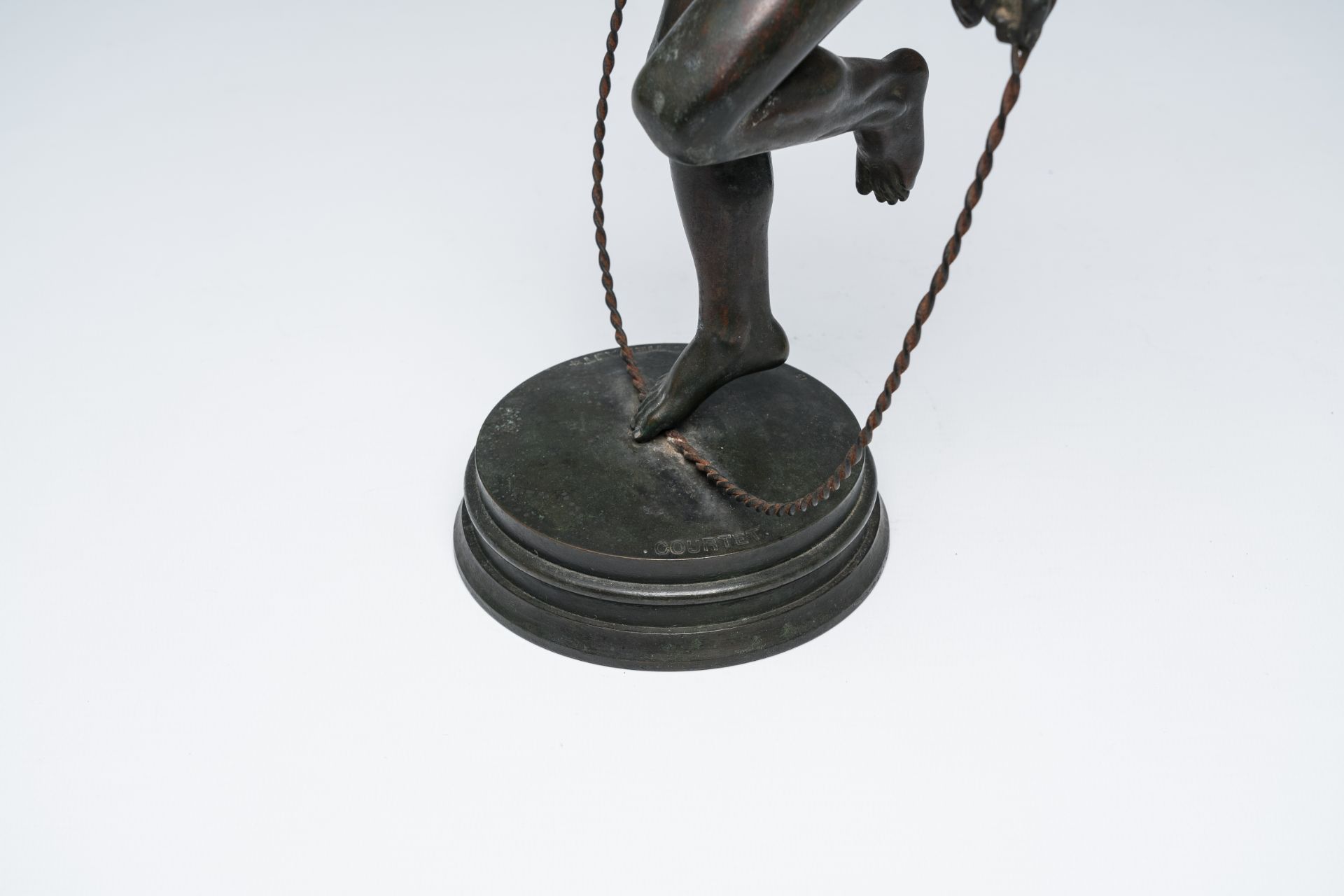 Augustin Courtet (1821-1891): A faun jumping rope, patinated bronze - Image 8 of 9