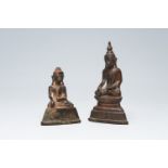 Two bronze figures of a seated Buddha, Laos, 18th C.