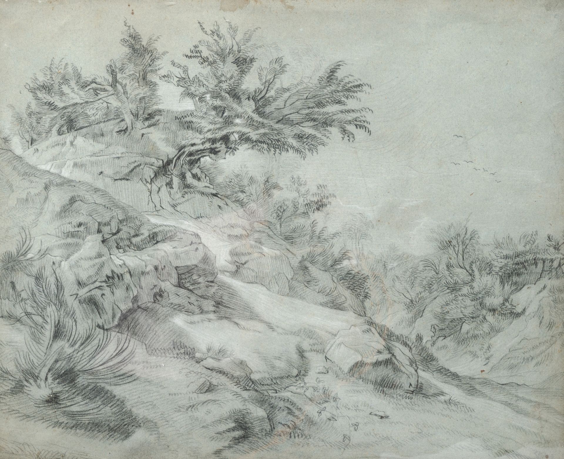 European school: Three various drawings and watercolours, mixed media on paper, 18th/20th C. - Image 7 of 8