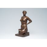 Auguste Puttemans (1866-1922): The bather, brown patinated bronze, bronze foundry J. Petermann-Bruss