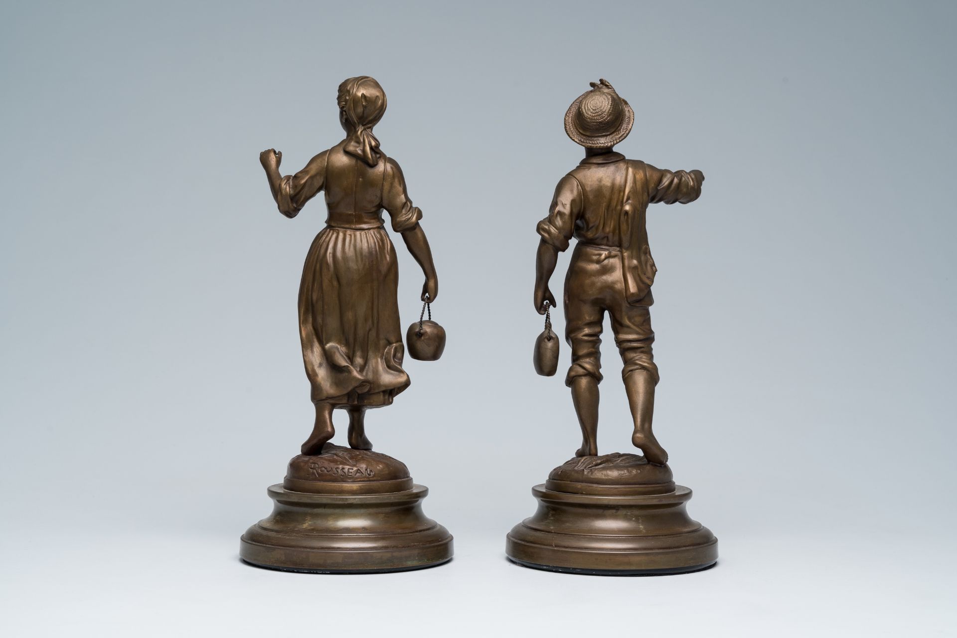 Emile FranÃ§ois Rousseau (1853-?): The water carriers, patinated copper alloy - Image 4 of 9