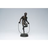 Augustin Courtet (1821-1891): A faun jumping rope, patinated bronze