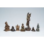 Seven various bronze figures of deities, Japan and South-East Asia, 19th/20th C.