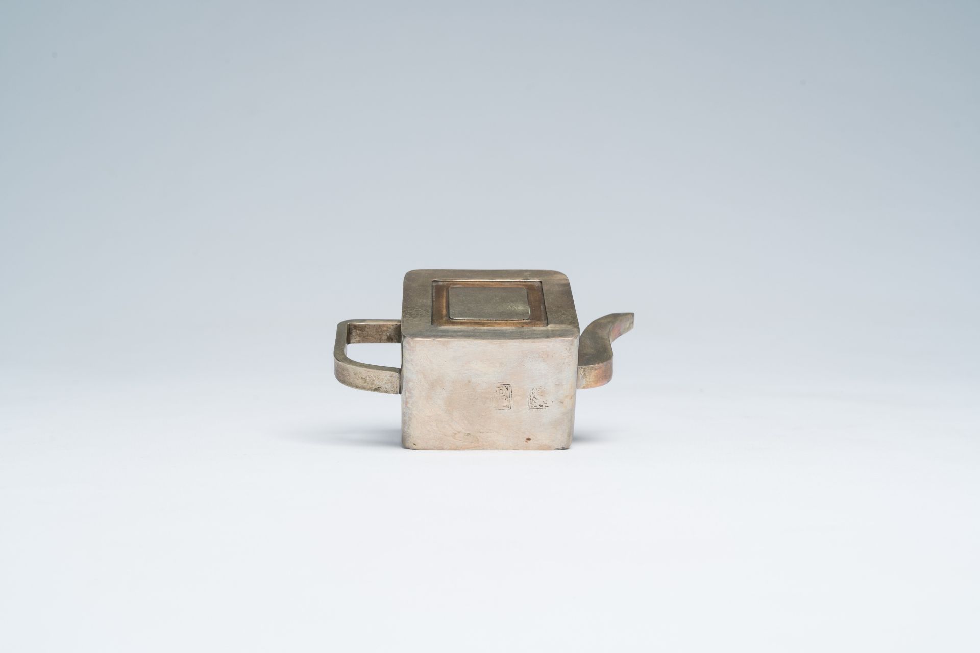 Five various Chinese paktong teapots and covers, 19th/20th C. - Image 9 of 11