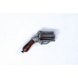 A six-shot 7mm pinfire barrel revolver or so-called pepperbox, 19th C.