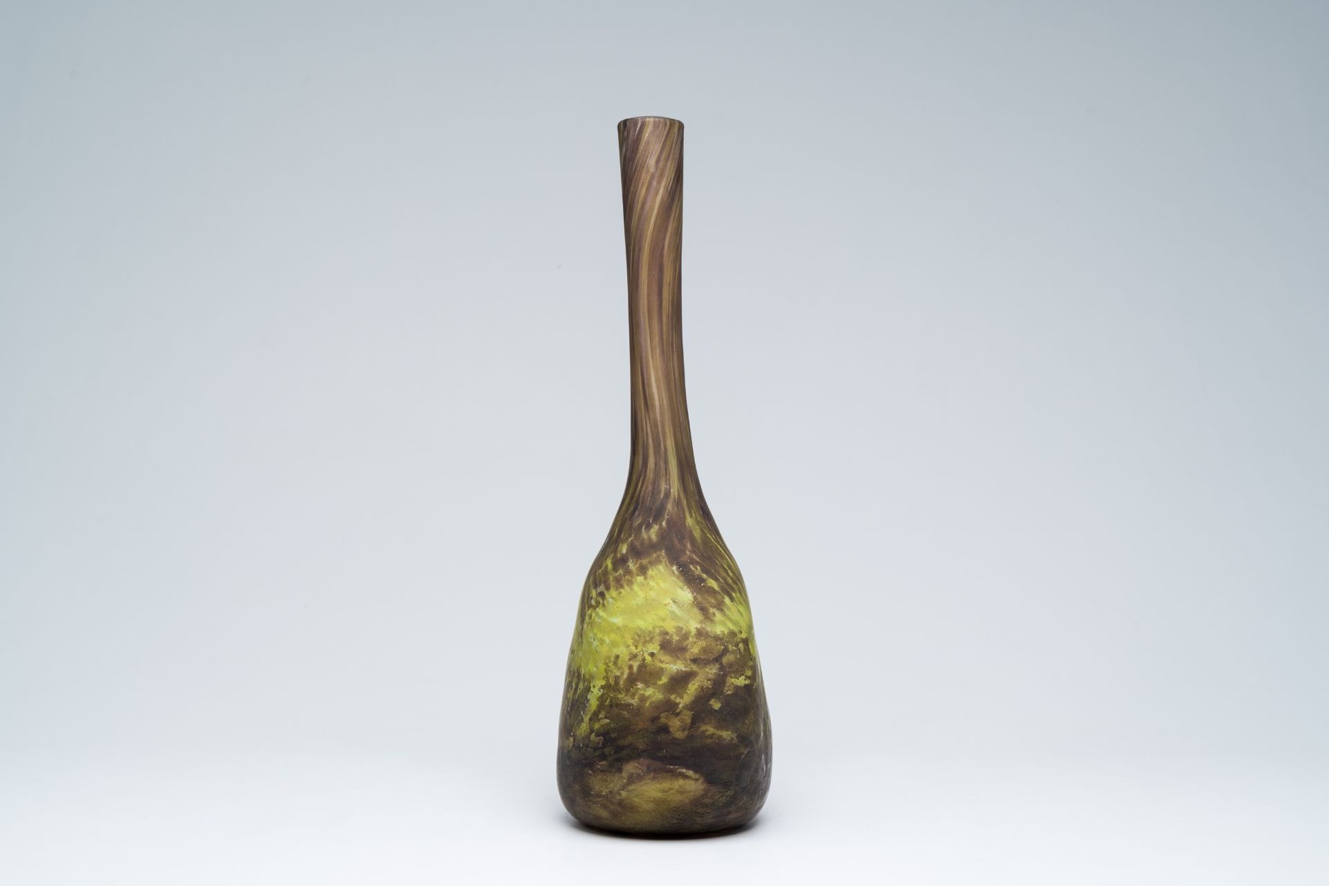 A French bottle shaped glass paste vase, marked Daum Nancy, 20th C. - Image 4 of 7