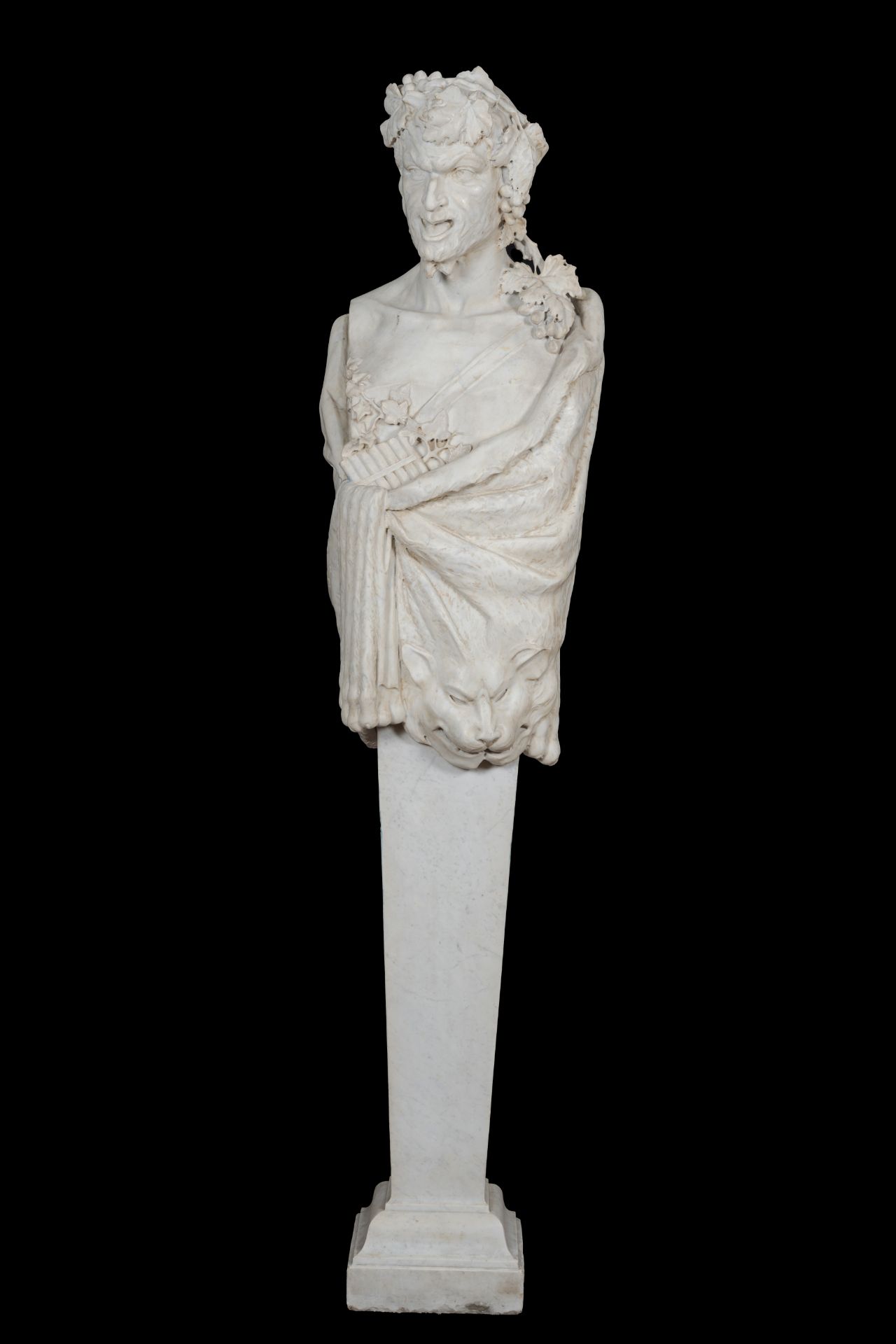 An impressive Italian white marble 'Pan' herm figure, possibly 17th C. - Image 2 of 13