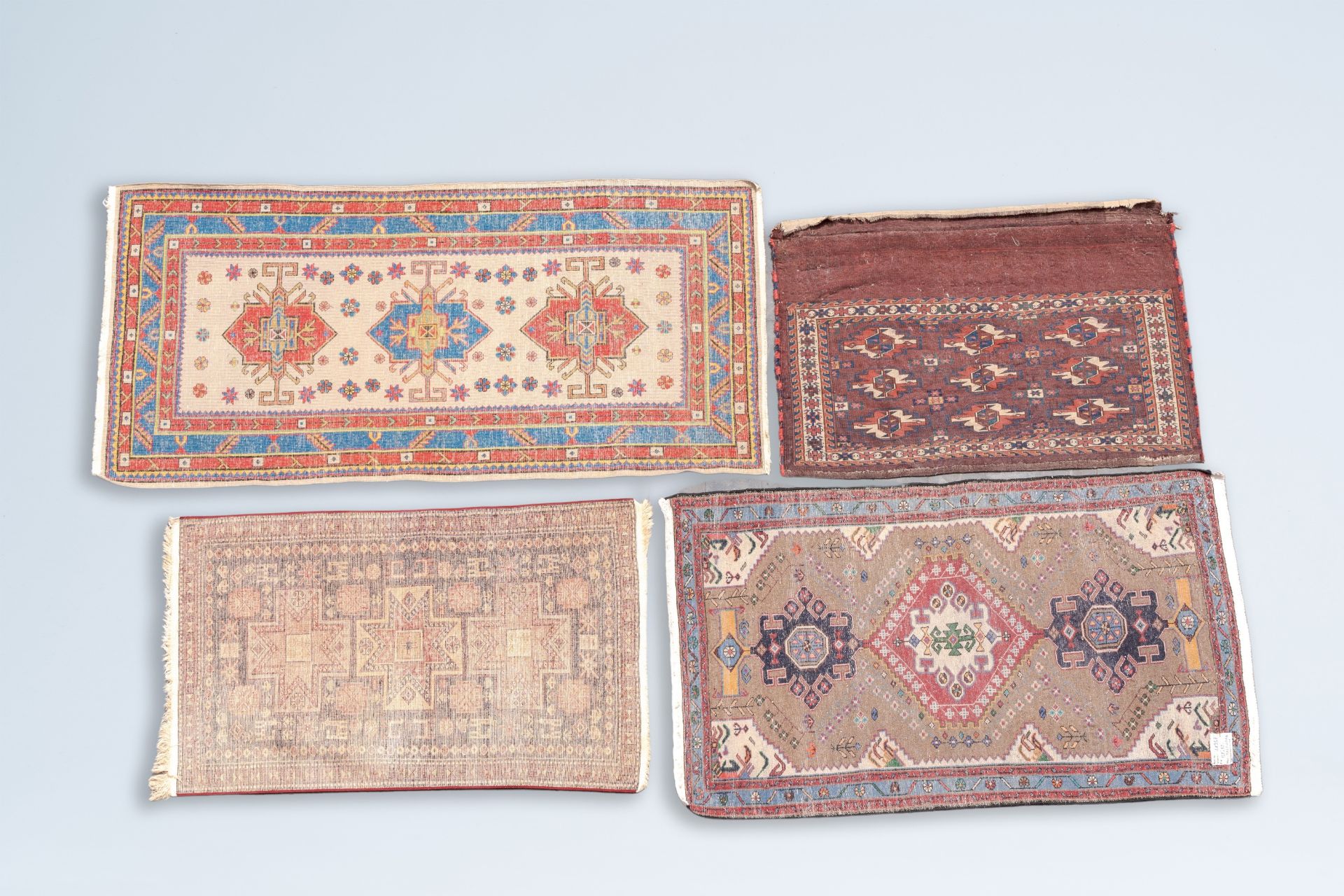 Four various Oriental rugs with geometric design, a.o. a Persian Taleghan rug, wool on cotton, 20th - Image 2 of 6