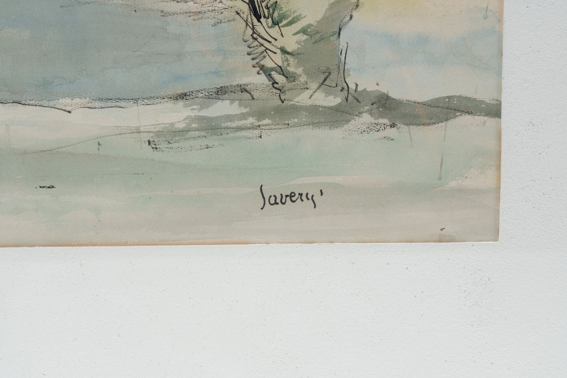 Albert Saverys (1886-1964): Pollard willows along the water's edge, ink and watercolour on paper - Bild 4 aus 5