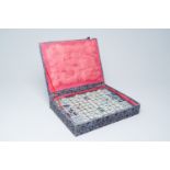 A Chinese blue and white Yuan style xiangqi chess set with matching box, 20th C.