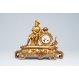 A French gilt bronze mounted mantel clock crowned with Christopher Columbus, 19th C.