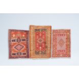 Three Caucasian carpets with geometric design, wool on cotton, 20th C.
