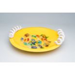 A French 'Creation Mathias' monochrome yellow bowl with spiral handles and a collection of Italian M