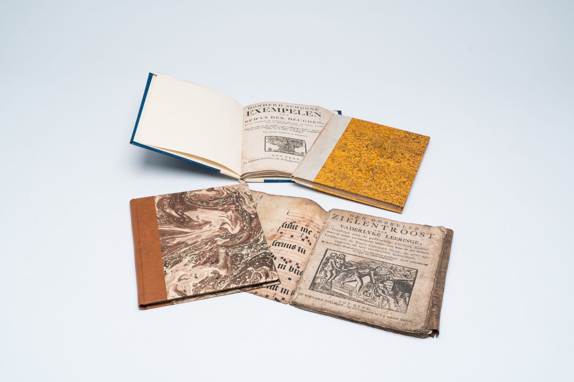 Four various chapbooks printed in Ghent by 'Bernard Poelman, op d'Hoogpoort in het gekroond Zweird',