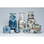 A varied collection of Chinese blue, white, famille rose and polychrome porcelain, 19th/20th C.