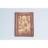 A Persian Kerman carpet depicting the expulsion of Adam and Eve from the earthly paradise, wool on c