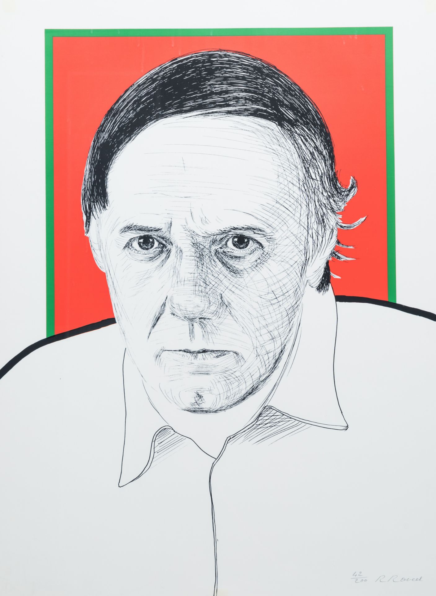 Roger Raveel (1921-2013): Self portrait, lithograph in colours, ed. 42/200, (1972)