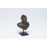 An Italian Renaissance bronze door puller in the shape of a soldier's bust, 16th C.